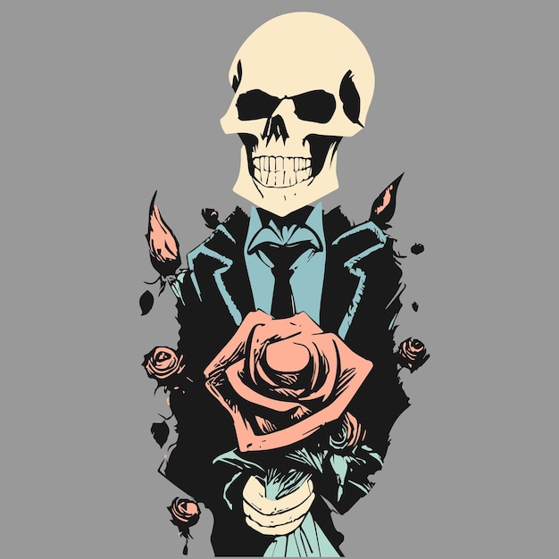 Skull and rose drawing