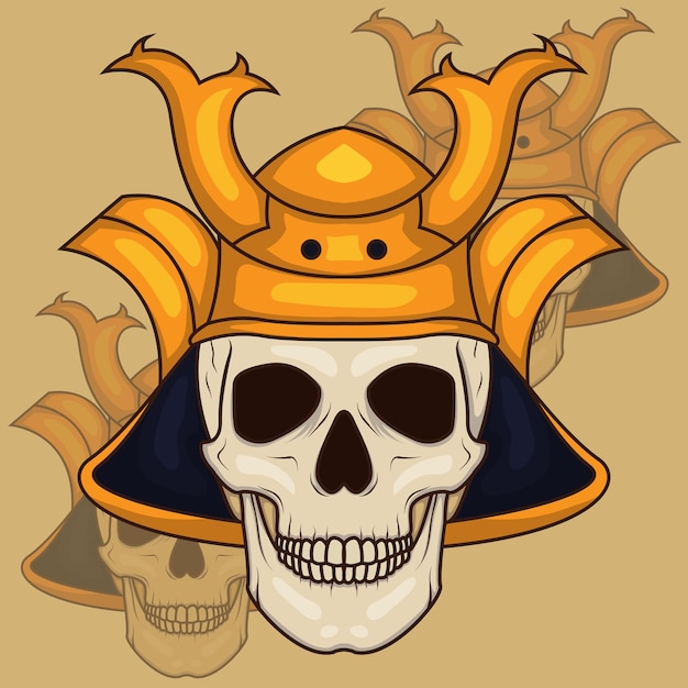 Skull Samurai Helmet Ilustration