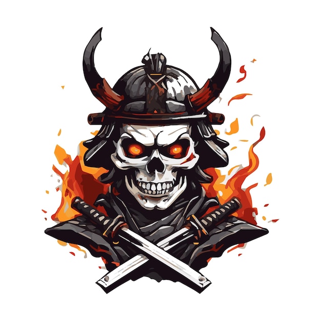 Skull samurai illustratie ontwerp