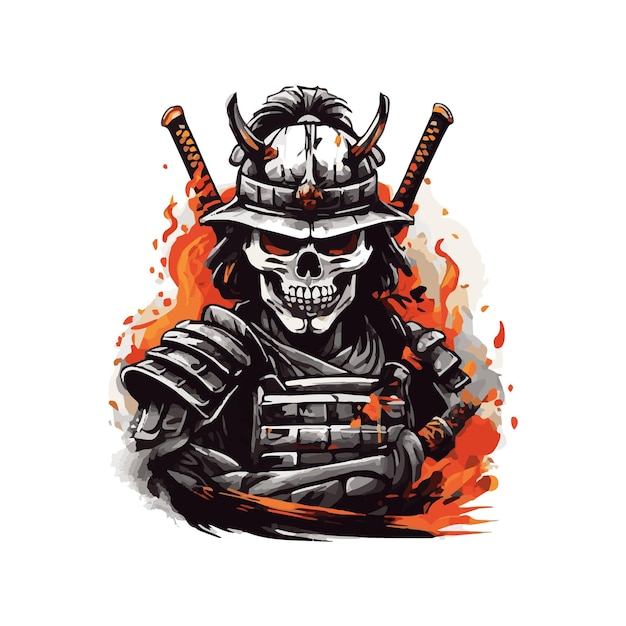 Vector skull samurai illustration design