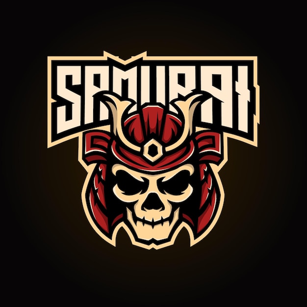 Череп самурай талисман киберспорт дизайн логотипа