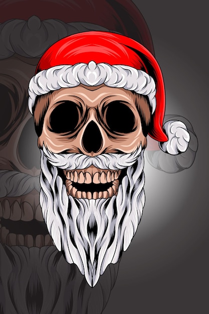 Illustrazione vettoriale di babbo natale del cranio