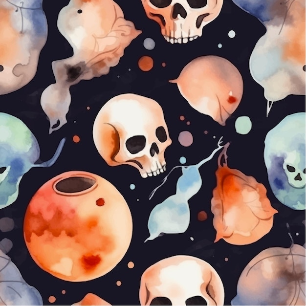 Skull seamless pattern vector