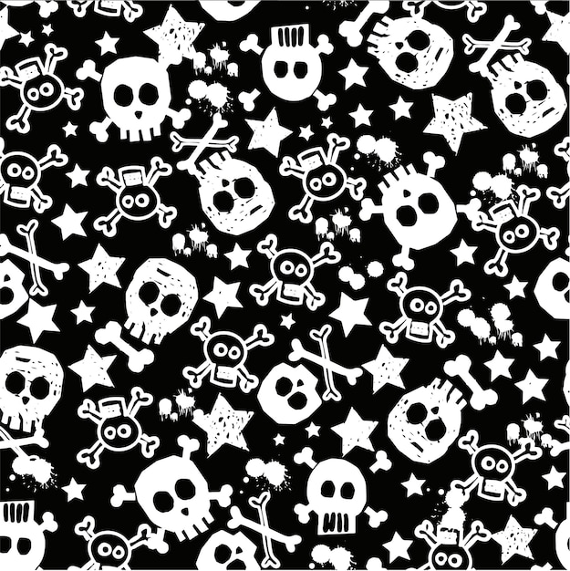 Vector skull seamless repeat pattern background, pattern for textile, fabric, wrapping paper, wallpaper, pa