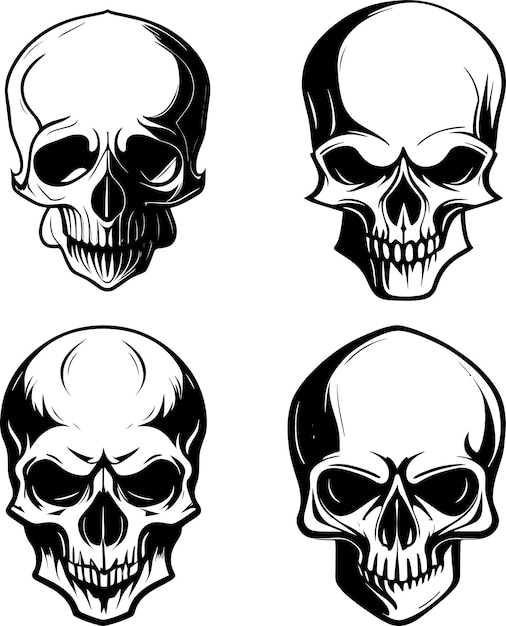 Skull Set Monochrome Logo Design