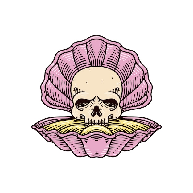 Skull and shell character illustration