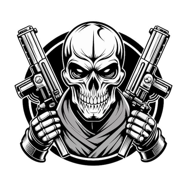 Skull silhouette on vintage style vector illustration