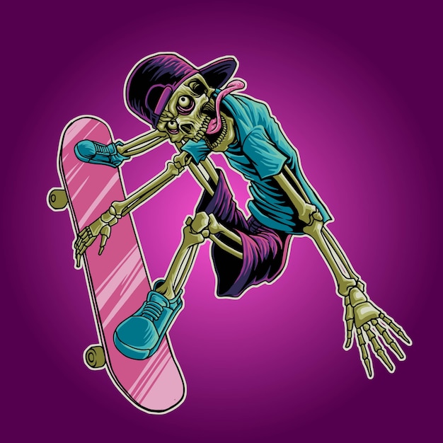 Illustrazione di skate teschio