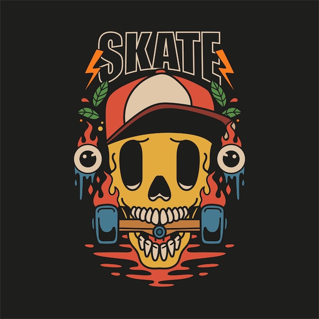 Skull Skate Tshirt Design