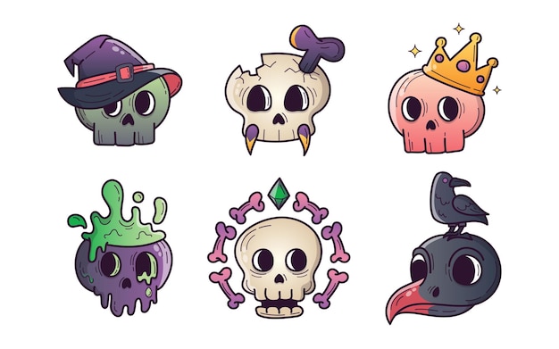 Skull skeleton halloween vector clipart illustration