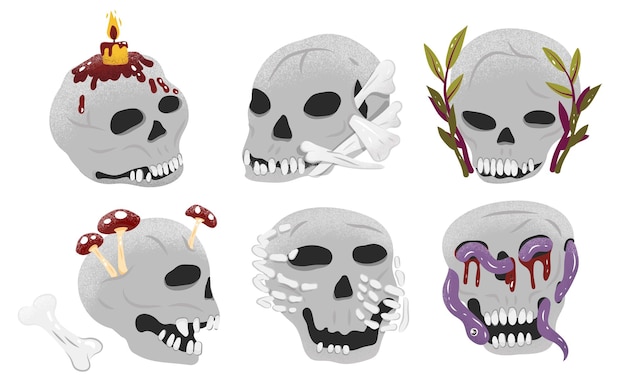 Illustrazione di clipart di vettore di halloween dello scheletro del cranio