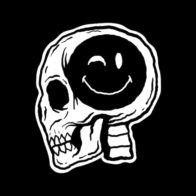 Skull smilehand drawn illustrations for the design of clothes jackets posters stickersetc