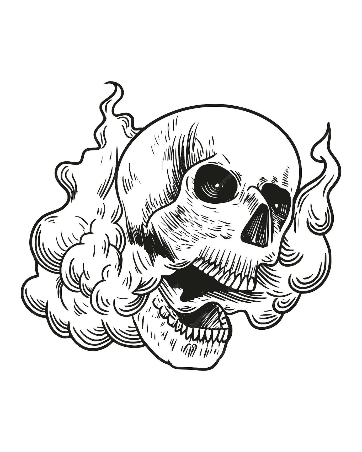 Premium Vector | Skull and smoke, vector illustration.