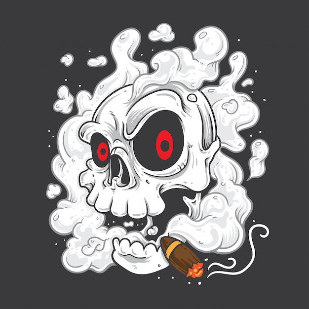 Skull Smoking Cigars