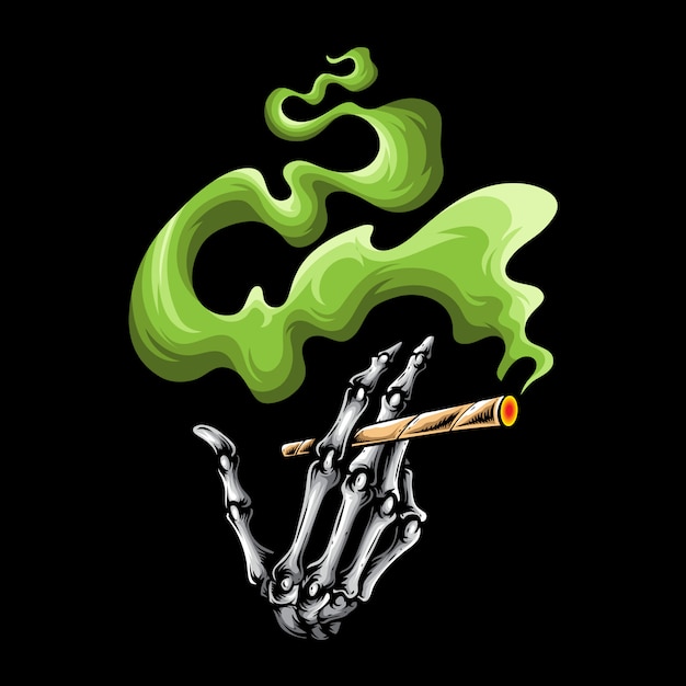 Vector skull smoking finger logo