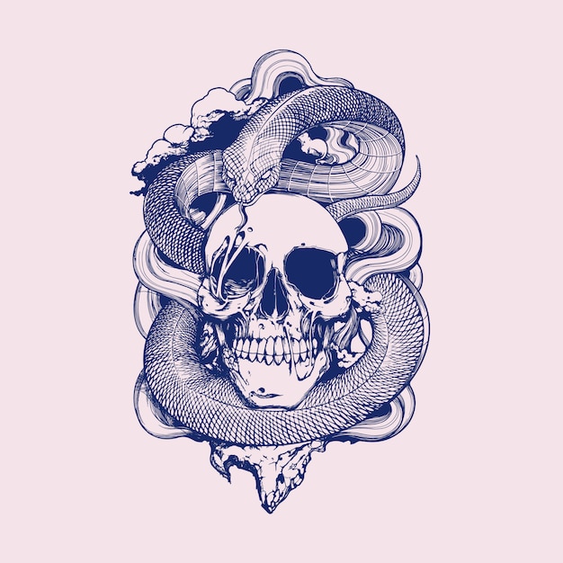 Vector skull snake illustratie