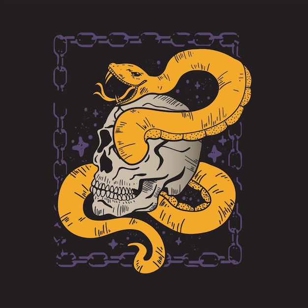 Skull and snake poster with chain frame design