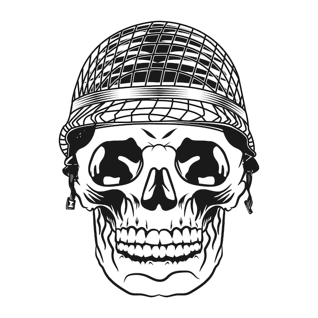 Vector skull in the soldier helmet vector