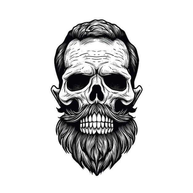 Vector skull special forces logo ink colored hand drawing skull logo black and white