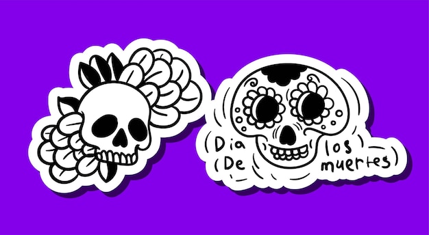 Vector skull sticker black and white