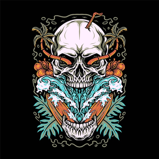 Skull summer beach t-shirt graphic design