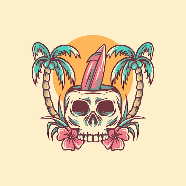 Vector skull summer day illustration