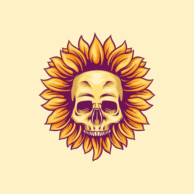 Illustrazione del fiore del sole del cranio