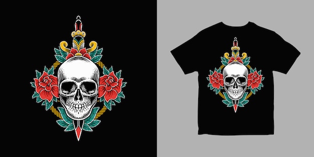 Skull Sword Illustration T shirt Design