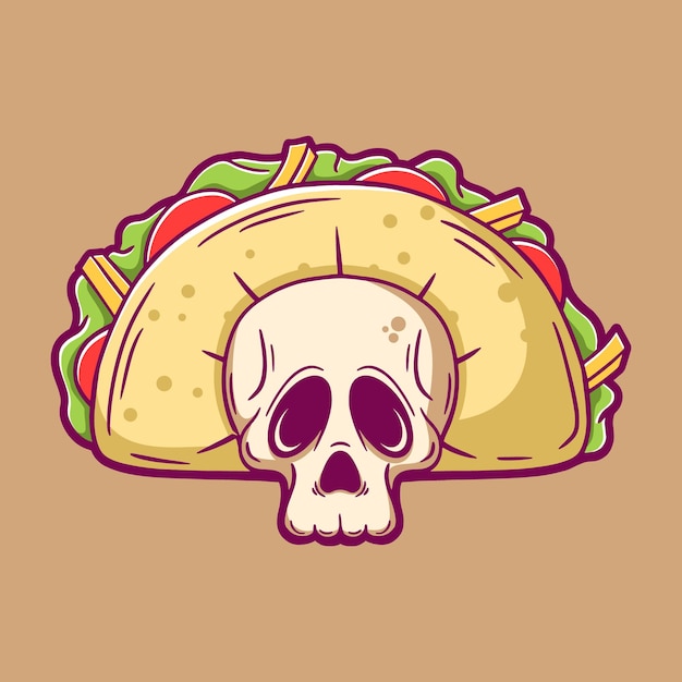 Skull taco cartoon illustration
