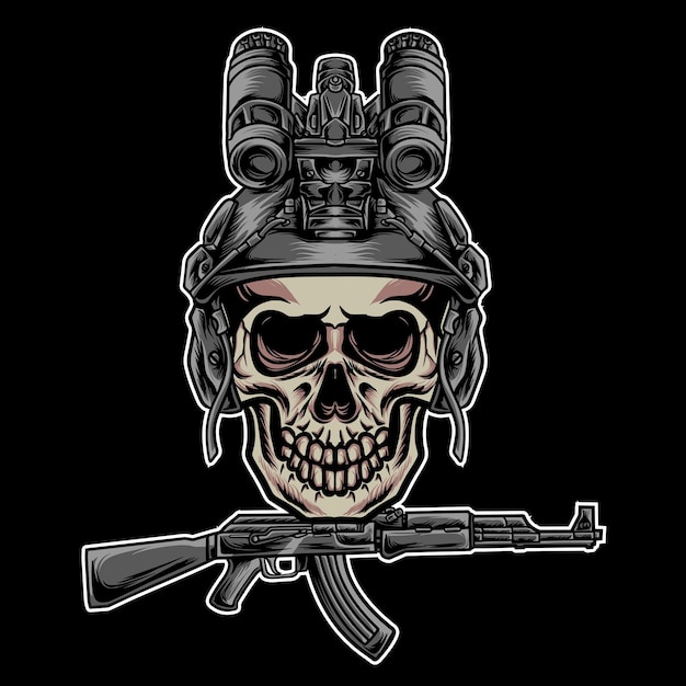 skull tactical with guns vector illustration