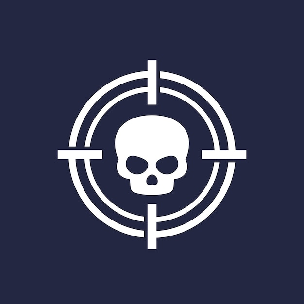 Skull and target icon on dark