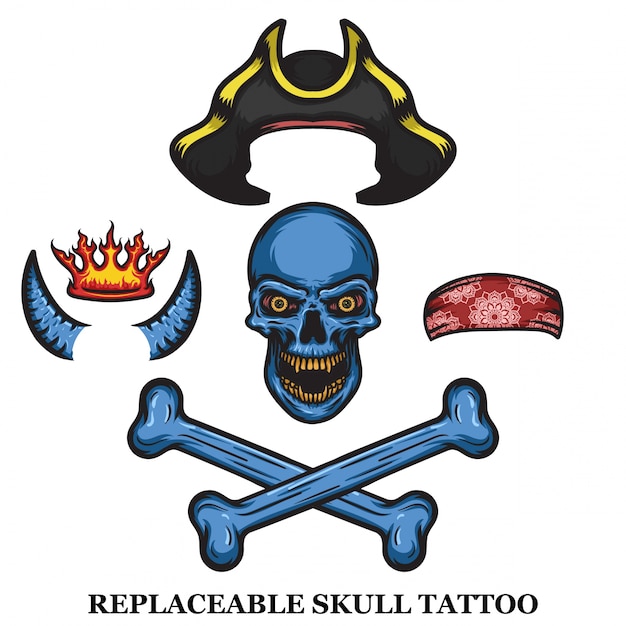 Vector skull tattoo collection