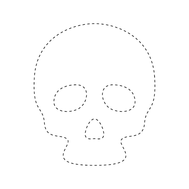 Vector skull tracing worksheet for kids