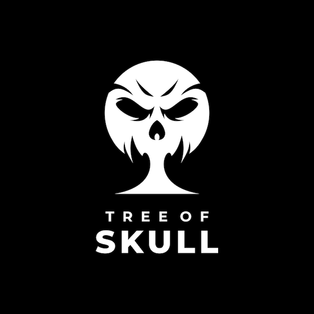 Skull tree logo vector icoon sjabloon