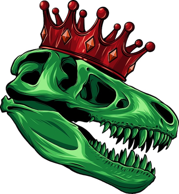 Vector skull of tyrannosaurus rex with crown