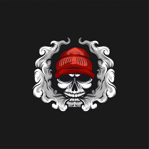 Cranio vape logo design illustrazione