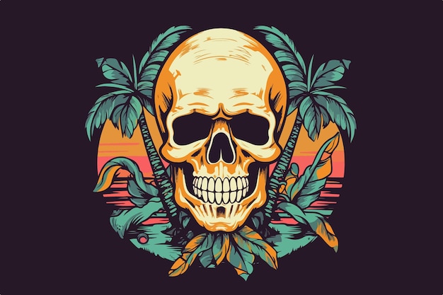 Skull vector art hawaiian style