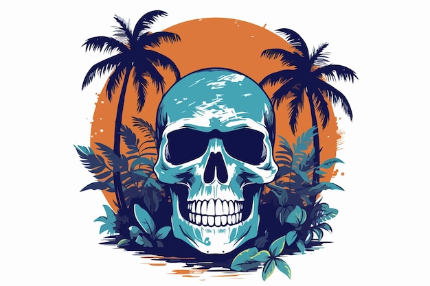 Vector skull vector art hawaiian style