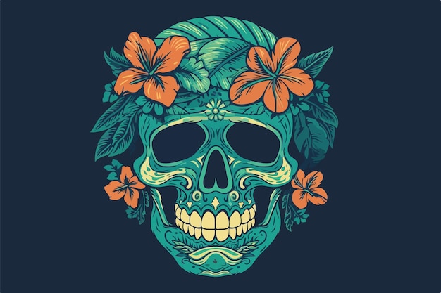 Skull vector art hawaiian style