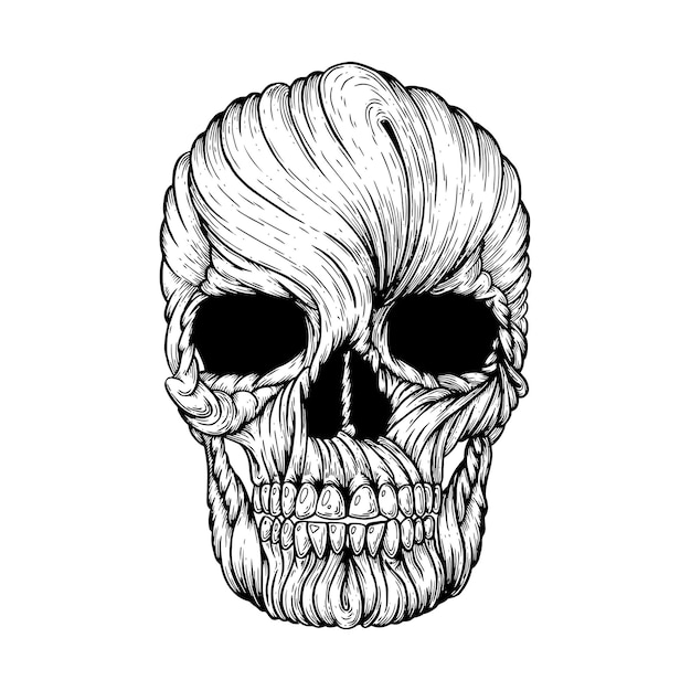 Skull vector artistic illustration handmade made with pen and ink on paper
