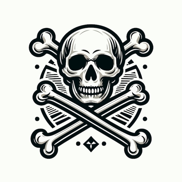 Skull vector illustration with crossing bones logo concept tshirt social post design