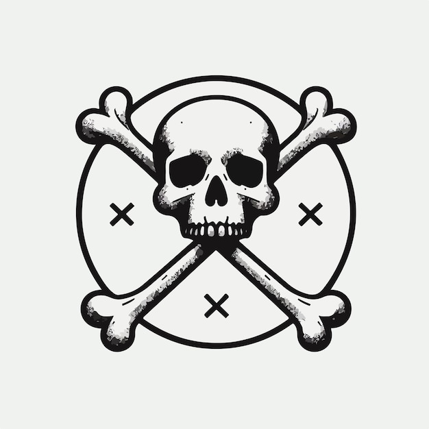 Vector skull vector illustration with crossing bones logo concept tshirt social post design