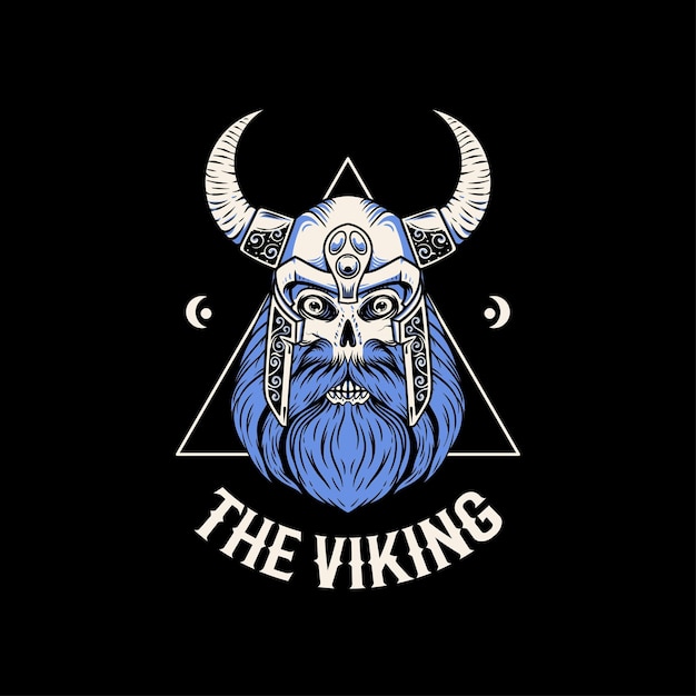 Skull viking blue beard skull mythology vintage vector illustration