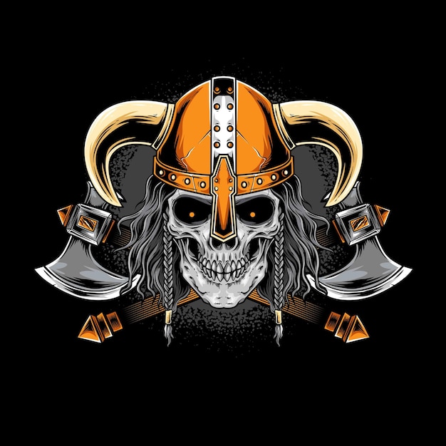 Skull viking fighter vector illustration