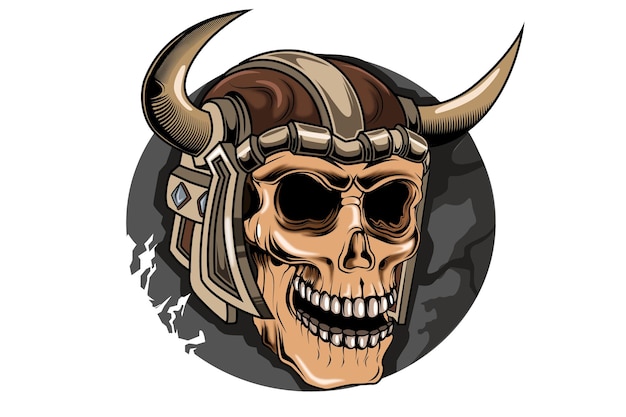  skull viking hand drawing illustration