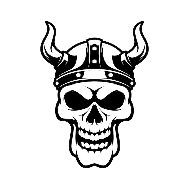 Skull Viking Outline