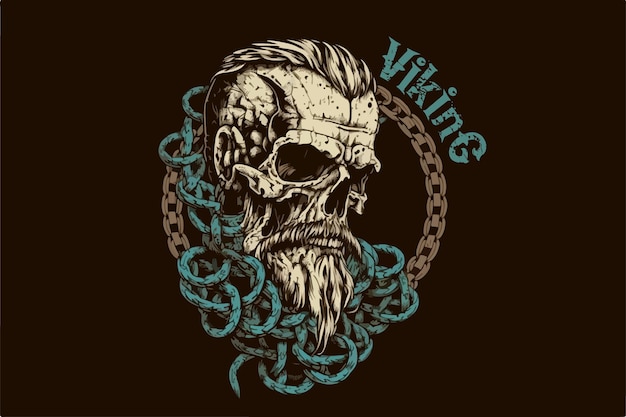 Skull viking vector illustrtion for tshirt