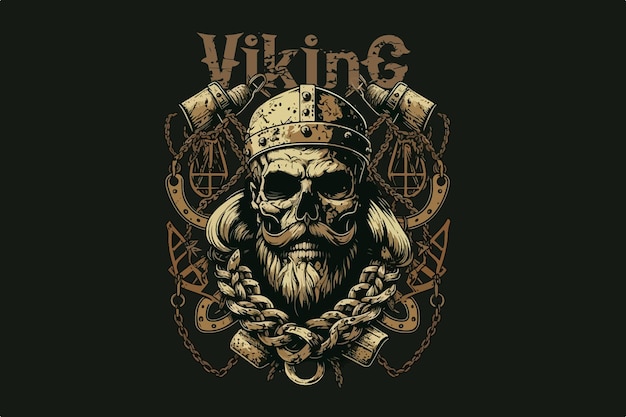 Векторная иллюстрация черепа викинга для футболки
