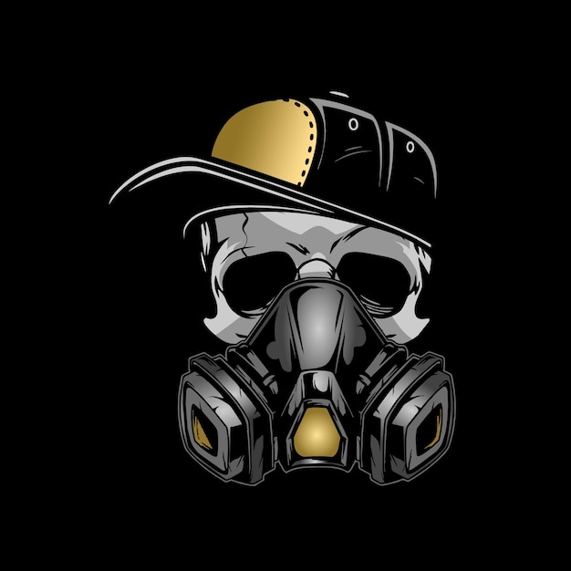 skull wearing gas mask for graffiti logo