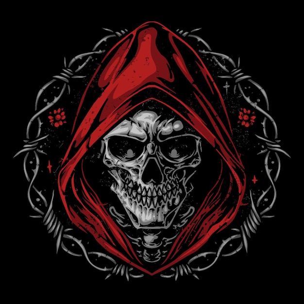 Vector skull wearing hood vector illustration